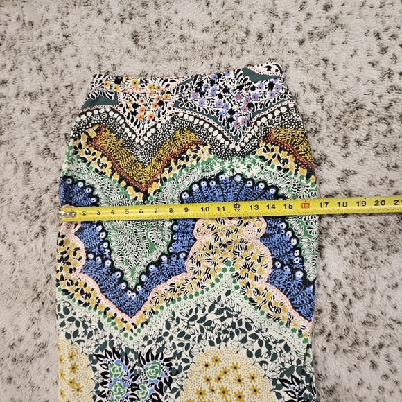 Moulinette Soeurs SZ 0P Festive Multicolor Midi Lined Pencil Skirt Side Zip - Picture 6 of 10